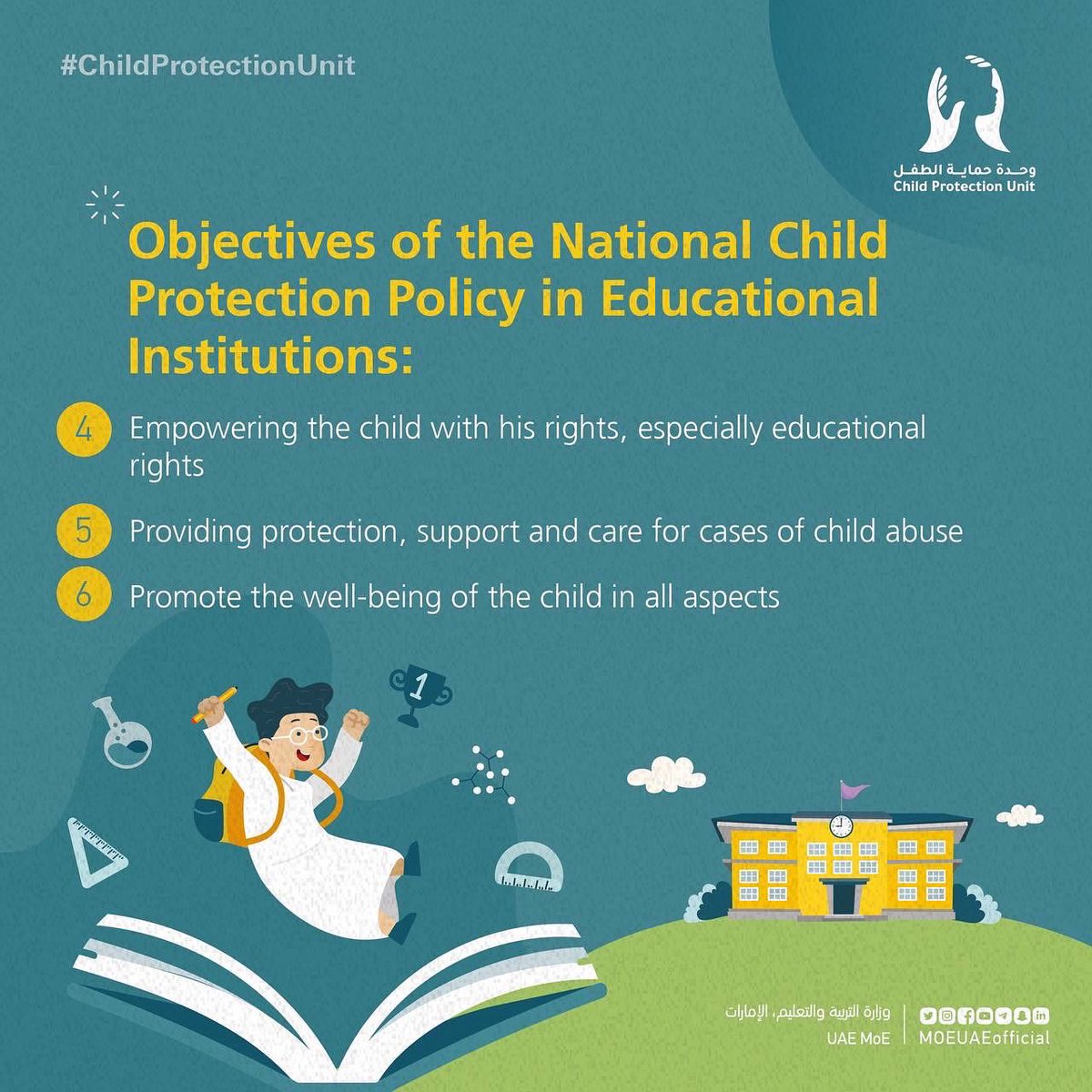 MOEUAEofficial's tweet photo. We confirm our full commitment to ensuring the well-being and safety of children, respecting their dignity and providing a safe learning environment for them
For more information about the national policy, visit the link:-
https://t.co/CeYgsw2sl1
#ChildProtectionUnit https://t.co/GyWUlbU7RH