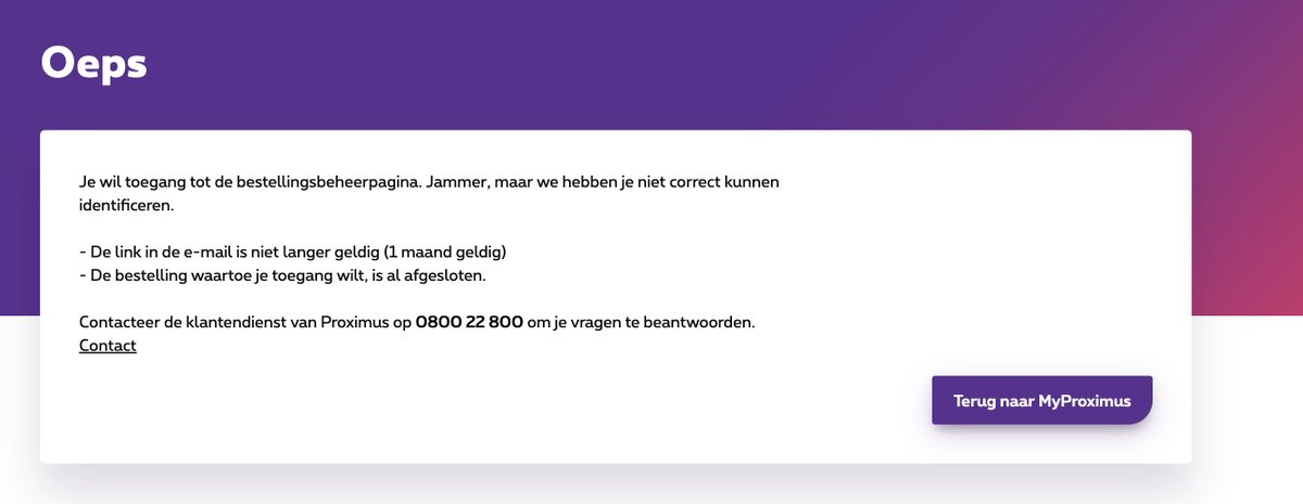 After waiting for almost a month, <a href="/ProximusGroup/">Proximus Group</a> finally sent me a mail to book an appointment for my fiber installation. And then you click on the link they sent you and you see this? I'm disgusted 
<a href="/ProximusGroup/">Proximus Group</a>. Horrible customer service as well, "It's the system". It's shit!