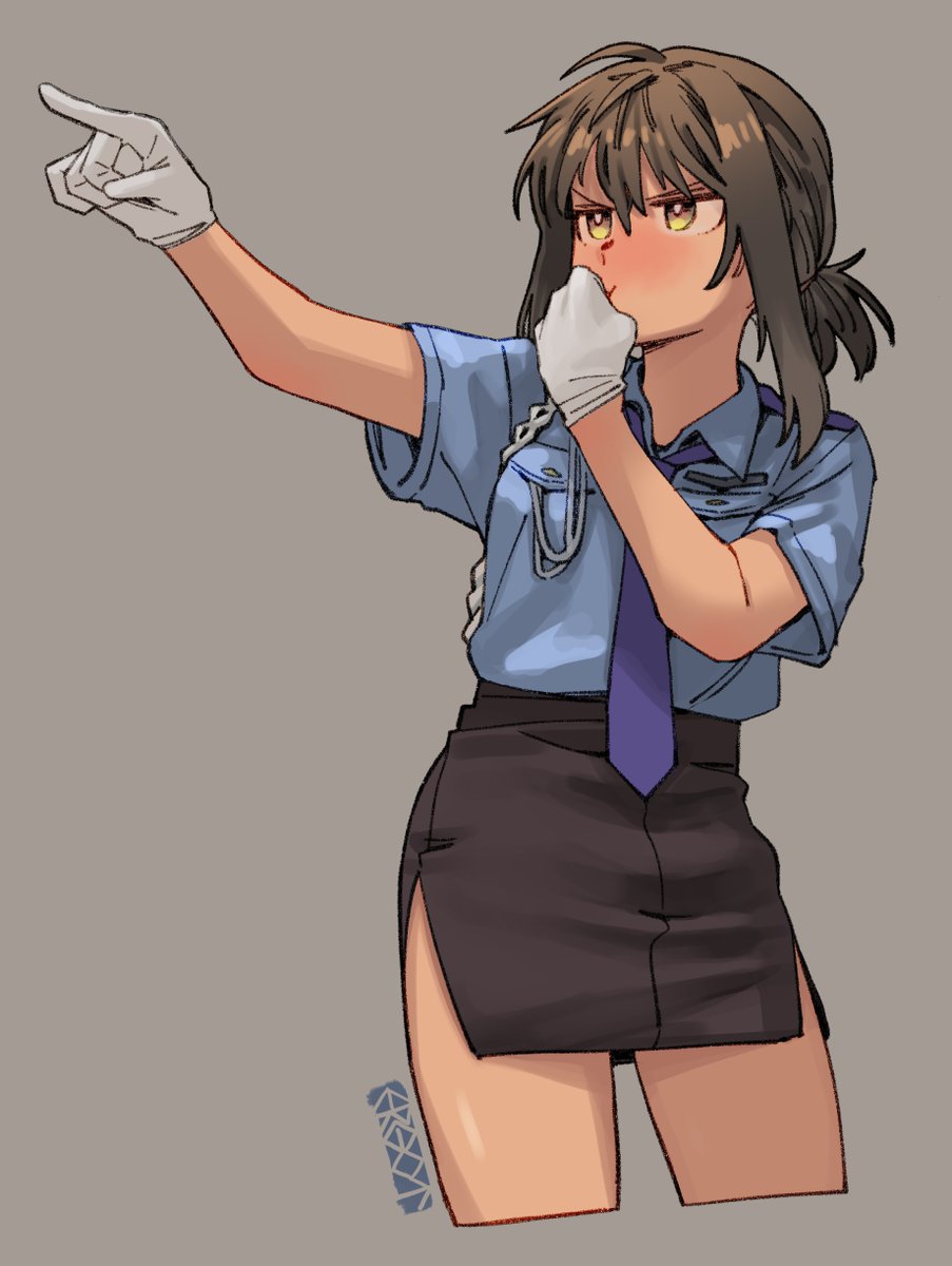 fubuki (kancolle) 1girl police uniform police solo skirt gloves policewoman  illustration images