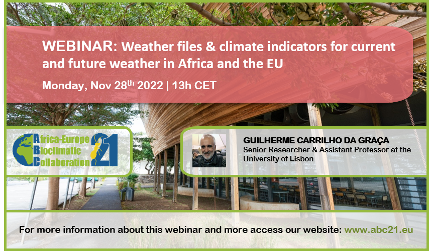 ABC21_h2020's tweet photo. 📆✏️ Mark in your agendas: ABC 21 project invites you to join us next Monday, Nov 28th @ 13h CET for  Webinar: Weather files and climate indicators for current and future weather in Africa and the EU. 
More info here https://t.co/2YIHU4dDsN https://t.co/HfUd0c5H4E