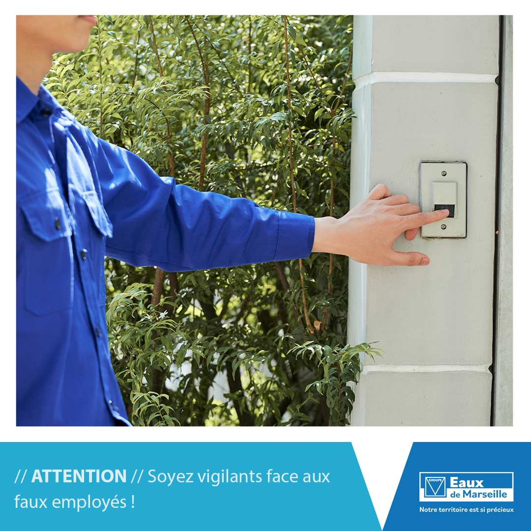 ⚠ Soyez vigilants face aux #arnaques et aux faux employés!  
✅ Nos employés sont titulaires d’une carte professionnelle avec photo
❌ Ils n’ont pas vocation à intervenir sur les installations intérieures privées si un rendez-vous n’a pas été demandé. #vigilance #eauxdemarseille