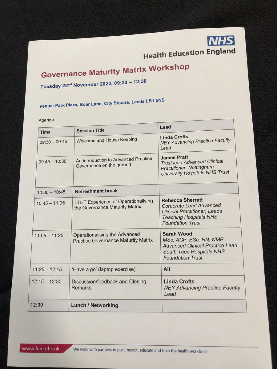 MaxMiah3's tweet image. Starting the day off with our Regional Governance Maturity matrix workshop! Good morning planned! @NHSHEE_NEY @crofts77 @EsDeeEf @ACPkirsty @JamesPrattACP 

#AdvancedPractice #Governance #MaturityMatrix