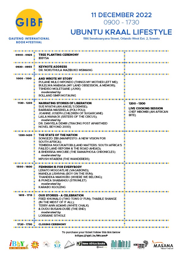 All our fave, your faves, will be gathered at the Gauteng International Book Festival.

Children have a separate magical, active and fantastical programme and ENTRY IS FREE FOR CHILDREN 12 YEARS AND UNDER.

For teens and adults, ALL-DAY ACCESS IS R100.00 quicket.co.za/events/186619-…