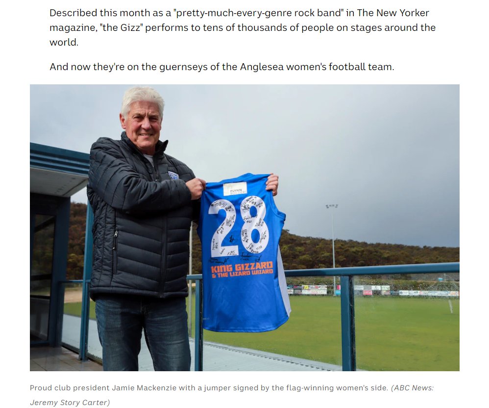 Le @schluesi@ruhr.social (@grischoschluesi) on Twitter photo This is awesome!
My favourite band <a href="/kinggizzard/">King Gizzard</a> sponsors the <a href="/AngleseaFNC/">Anglesea Football Netball Club</a> womens football team and they got cool af shirts!
Need one!
(Maybe sell them in the gizzverse.com shop and give the earnings to the club!? That would be great!) This is awesome!
My favourite band <a href="/kinggizzard/">King Gizzard</a> sponsors the <a href="/AngleseaFNC/">Anglesea Football Netball Club</a> womens football team and they got cool af shirts!
Need one!
(Maybe sell them in the gizzverse.com shop and give the earnings to the club!? That would be great!)
