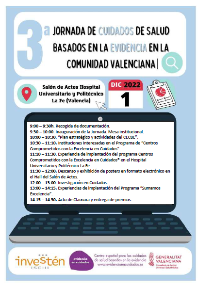 CuidadosLaFe's tweet photo. 📌⚠️No te has inscrito todavía ⁉️ 

3ª Jornada de Cuidados de Salud Basados en la Evidencia de la Comunidad Valenciana. 
1 de diciembre en el @HospitalLaFe

ÚLTIMAS PLAZAS para completar aforo. ⬇️⬇️

Inscripciones: https://t.co/BzHuEZzf27

@CECBE_JBI @GVAsanitat https://t.co/MrwVmSEPmy