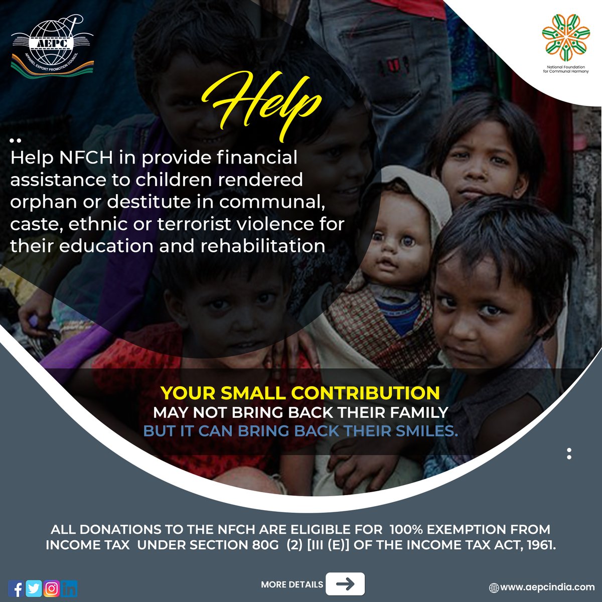 aepcindia's tweet photo. AEPC and NFCH (National Foundation for Communal Harmony) celebrates communal harmony week.

You can also help us in this mission👇
@PiyushGoyal
@TexMinIndia
@HMOIndia
#AEPC #NFCH #CommunalHarmony #peace #harmony #FlagDay https://t.co/UYfbDiiql3