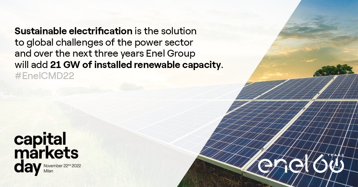 EnelGroup's tweet photo. Our continued renewable growth allows us to confirm our zero emissions targets. #EnelCMD22 https://t.co/AoVFBN7EwP