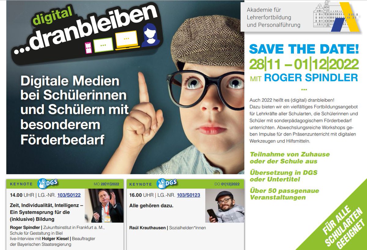 lhotse77's tweet photo. Digital dranbleiben: 59 eSessions zum Einsatz digitaler Medien bei Schüler:innen mit Förderbedarf. 
28.11.-1.12.2022 von @Stabsstelle_ALP 

Programm &amp; schnell noch anmelden: 
https://t.co/mZyFsgsGXx

Keynotes mit Roger Spindler und @raulde! 
#twlz #Diklusion #Inklusion #SoPaed https://t.co/VPlaW0NYvz
