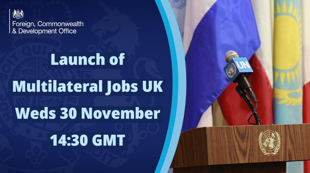 tariqahmadbt's tweet photo. Excited that #FCDO and #Impactpool are launching #MultilateralJobsUK to help talented UK nationals find priority roles in international organisations. Join the launch to learn how we can help your career and what it’s really like to work at the UN
Sign up👉https://t.co/gAlQqxCwR7 https://t.co/NyP1Cnpplh