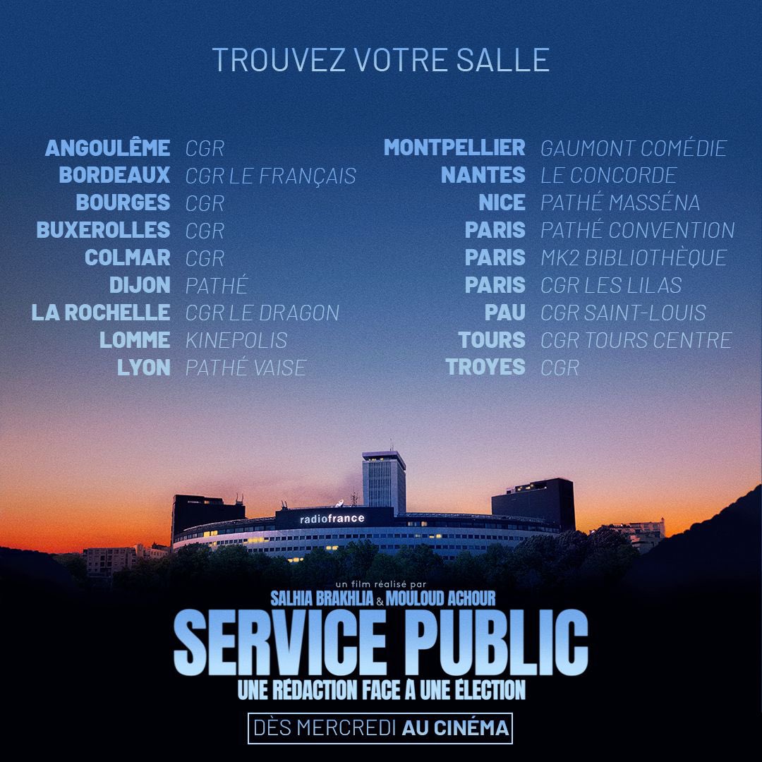 SERVICE PUBLIC AU CINÉMA DÈS DEMAIN !!! 🤗
Les salles en première semaine 👇