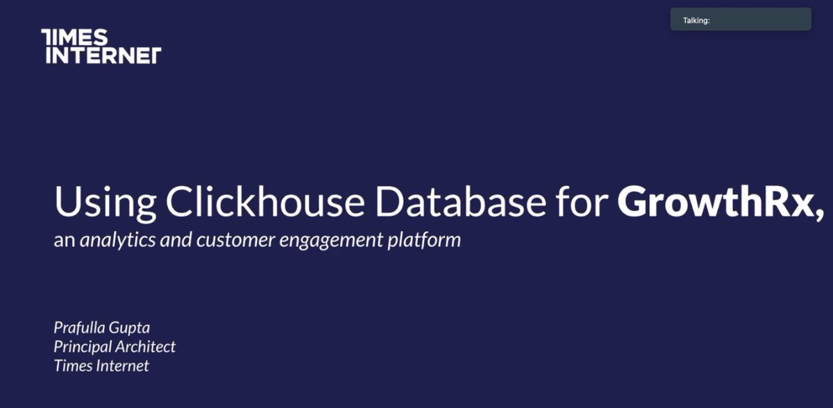 TimesInternet's tweet photo. Times Internet’s Prafulla Gupta recently spoke at the #OSACon2022 and presented how the Clickhouse database enables GrowthRx by churning more than 5 billion records in real-time #data &amp; providing #trends &amp; customer insights. https://t.co/GqOhg1zEC1