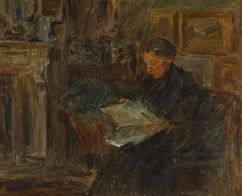 Walter Frederick Osborne's depiction of his mother Annie Jane Osborne (c1901) in what is presumably the sitting room of their home, 5 Castlewood Ave, Rathmines, Dublin. 'The Artist's Mother' @Sothebys Irish Art Sale today #sothebys #walterosborne #irishart