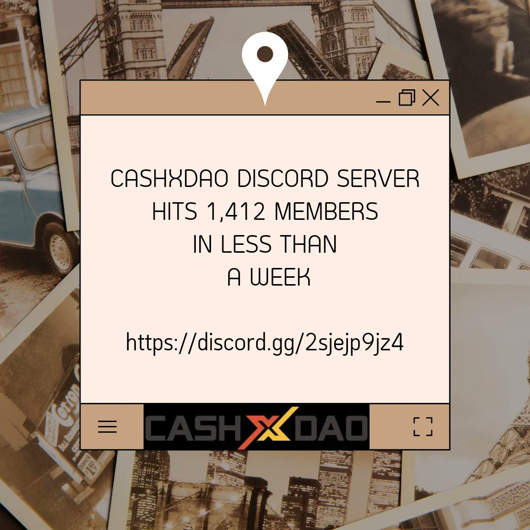 CashXDAO2022's tweet photo. CASH X DAO Discord Server hits 1,412 members in less than a week!!

Come and join us! Be CXD Be one of us! 

Discord: https://t.co/NiHh5bzQDe

#polygon #matic #defi #DAO #cashxdao https://t.co/u4btfxpfww