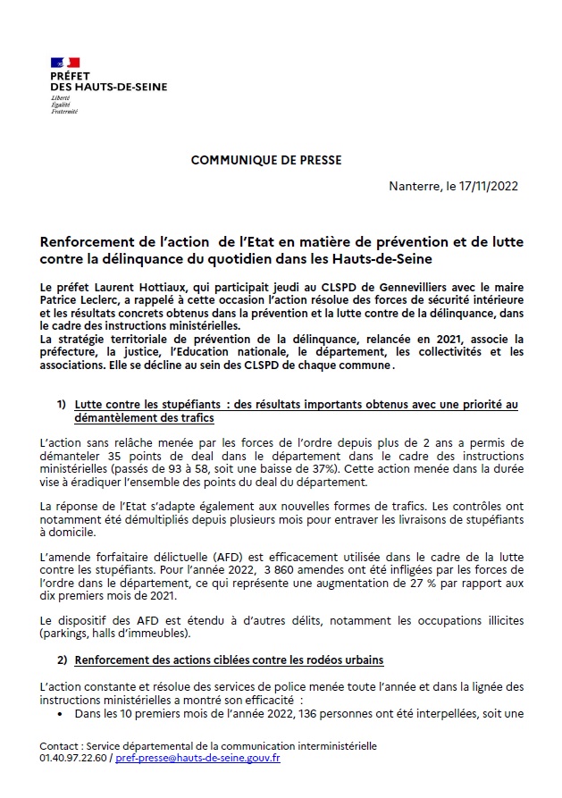 Prefet92's tweet photo. 📍Le préfet a participé au conseil local de #sécurité et de prévention de la #délinquance de #Gennevilliers avec le maire
➡️Services de l'Etat et communes mobilisés pour assurer la sécurité du quotidien
La prévention &amp; la lutte contre la délinquance dans les #HautsdeSeine 👇 https://t.co/26XgPg4wDM