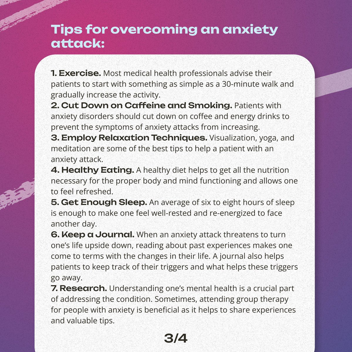 MEDvidi_com's tweet photo. Anxiety can prevent you from living a life you used to enjoy. Here are some tips for overcoming an anxiety attack🙏#mentalhealthmatters #anxietydepression #anxietyissues #anxietyfree #onlinetreatment #onlinepsychotherapy https://t.co/3zO2wOFElz