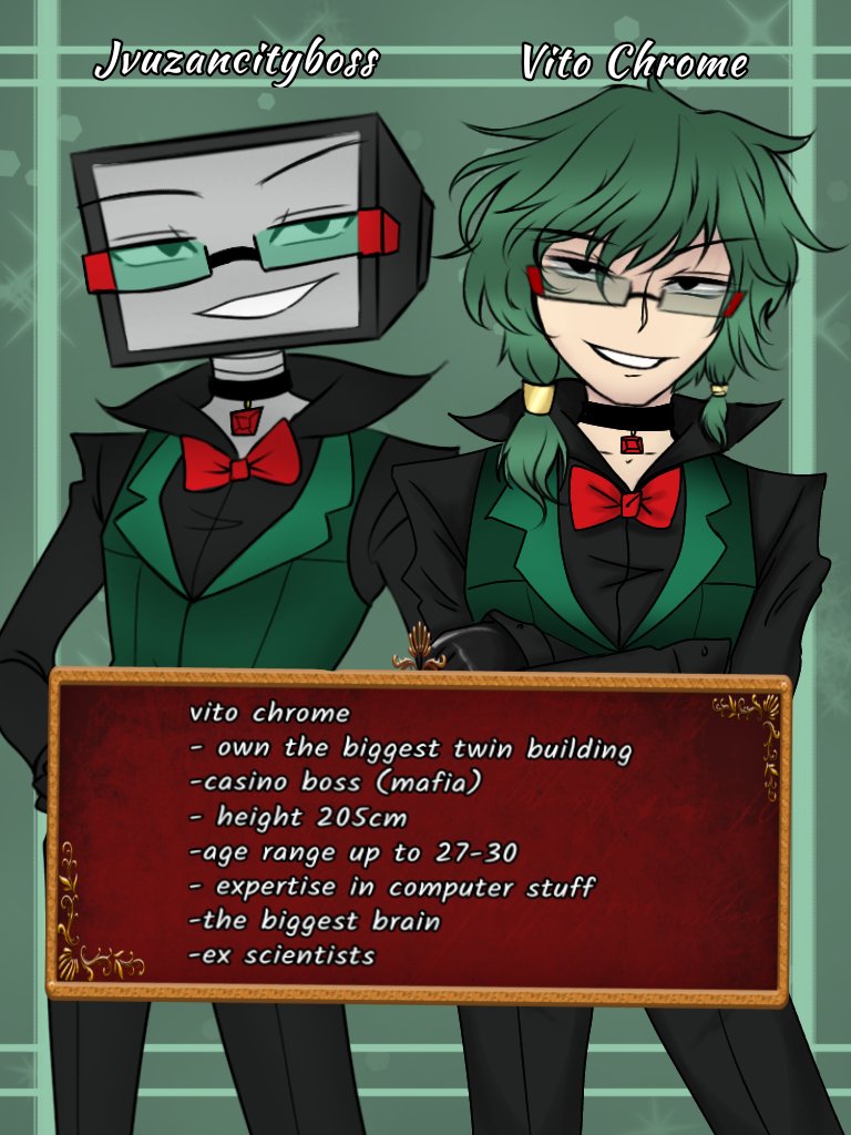 One of the smartess man
He lost his humanity due his past
Some unknown doctor change his form and get his revenge
Now he own the biggest, luxurious and famous building he able get

I welcome you Vito Chrome
 His now can transform to his ex human form
#jvuzancityboss