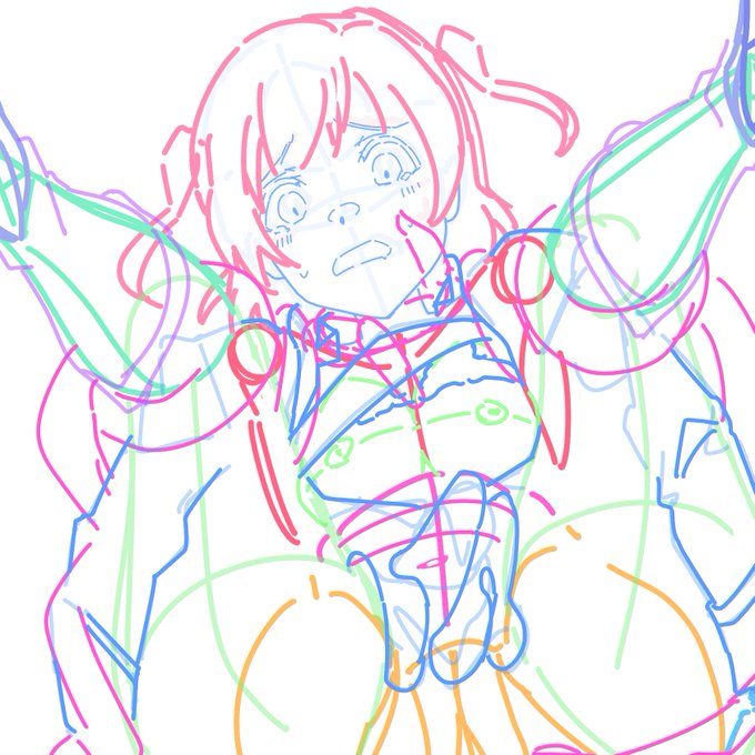 実験的にラフを色で階層分けしてみたがわかりやすくていい 