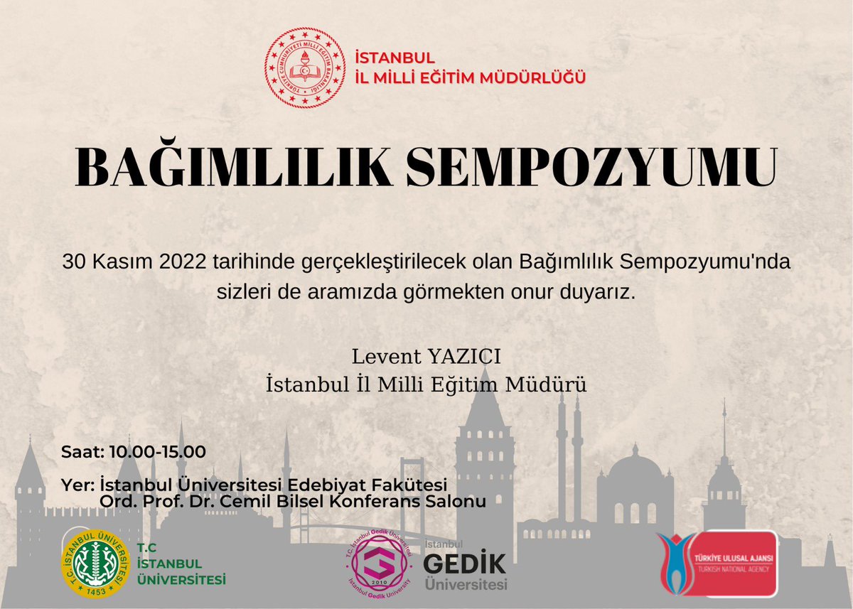 DapyProject's tweet photo. - Bağımlılık Sempozyumu -
30 Kasım 2022 tarihinde gerçekleştirilecek olan Bağımlılık Sempozyumu’nda sizleri de aramızda görmekten onur duyarız.
@istanbuledutr @ulusalajans @gedikedu https://t.co/VOPTpxtjSj