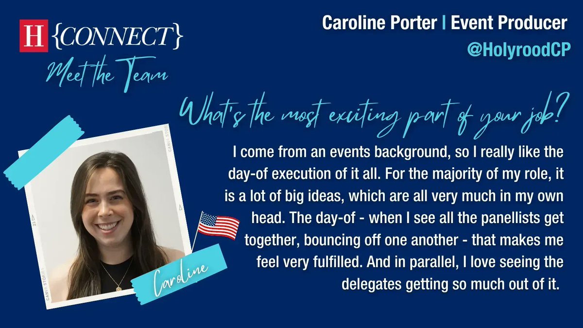 HolyroodConnect's tweet photo. Get to know our Connect Event Producer, Caroline Porter @HolyroodCP

Caroline, originally from Dallas, Texas, gives us an insight into her favourite part of her role with Holyrood.

#GetConnected with Caroline to speak or present at our events. Email: caroline.porter@holyrood.com https://t.co/xltKnXvVKr