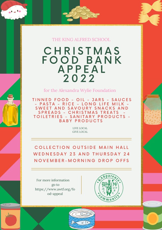 kingalfredsch's tweet photo. The pink bins will be back this week to collect food donations for the @AWTF1 Christmas collection #schoolcommunity #KASParents https://t.co/t9bY3QkGpR