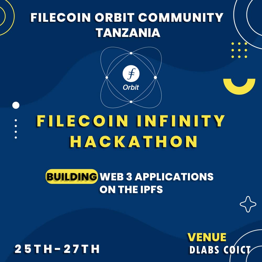 Hello,
.
FILECOIN Orbit Community Tanzania we are here in DSM again. What's up?
.
Infinity Hackathon is the next big thing. 😀
.
You wanna participate? Please register here👇

eventbrite.com/e/fil-infinity…

<a href="/Filecoin/">Filecoin</a> <a href="/FilFoundation/">Filecoin Foundation</a> @Protocollabs #FilecoinOrbitCommunity #Filecoin