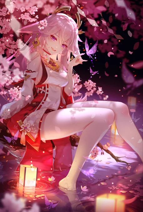 #八重神子イラストコンテスト #GenshinImpact #原神 制作過程をリプツリーに載せています 