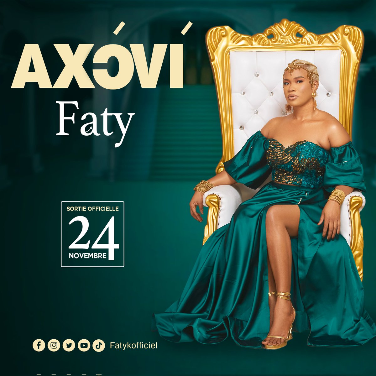 Lorsque Le prince est combattu, c'est Le Roi lui-même qui se lève en bataille...
RDV ce 24Novembre😊🙏🏽🕊️

#AXƆ́VÍ🎼 by <a href="/FATY/">faty</a>🥰🌞
#Beatmaker :WP BABADJEDJE
#Arrangement: FEMI ELCOUTINO
#Photographe: GALERIE
#Make_up: SUBLIME AU PLURIEL
#Accesoire: DERBY'PERLES
#Costumière: RUTH H.