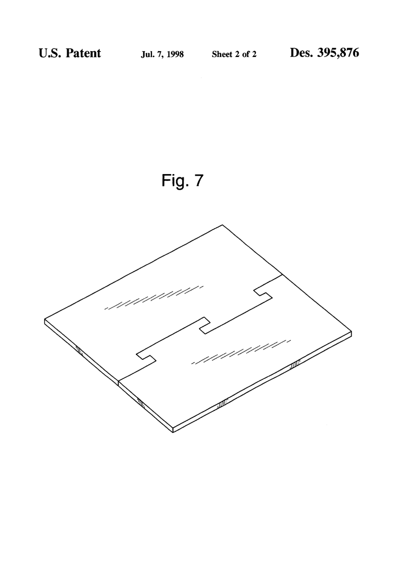 uspatentbot's tweet photo. USD395876S - Mouse pad with two interlocking pieces 
        
https://t.co/tJWbIn3B2b https://t.co/bMrHcwkyuC