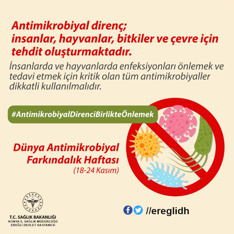EregliDH's tweet photo. Nezle ya da grip gibi virüslerle oluşan enfeksiyonlara antibiyotikler etki etmemektedir. Antibiyotikler sadece bakterilerin neden olduğu enfeksiyonları tedavi edebilir.
#DünyaAntimikrobiyalFarkındalıkHaftası
#AntimikrobiyalDirenciBirlikteÖnlemek https://t.co/stwF1FLTHD