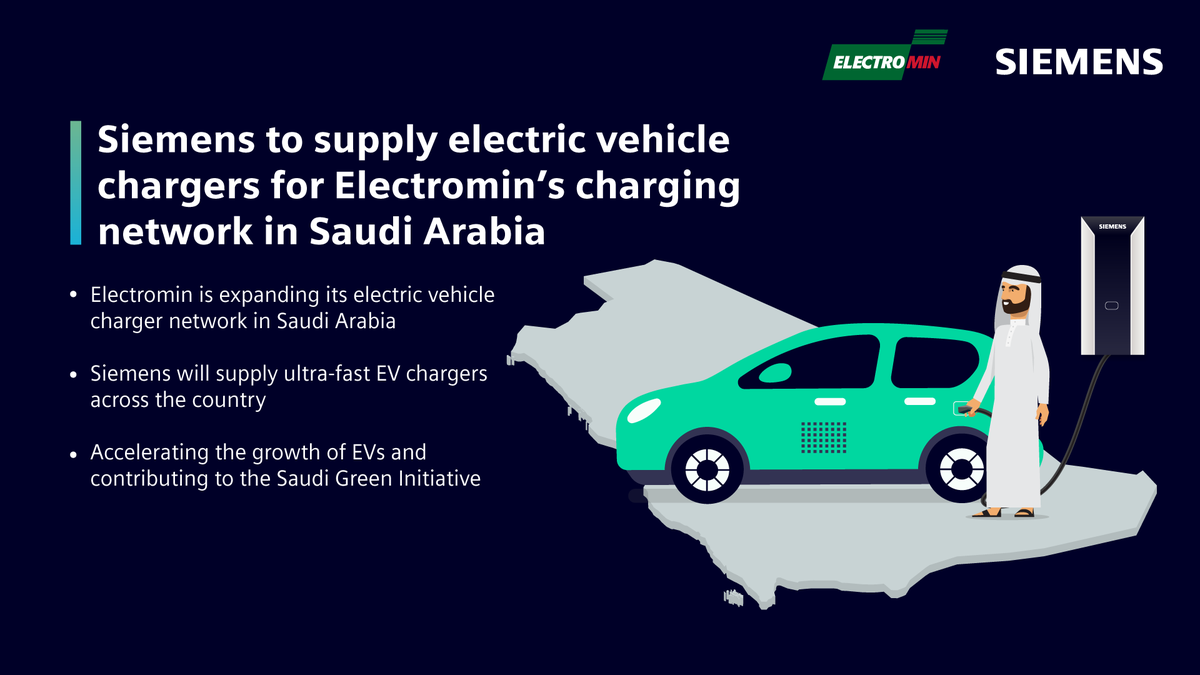 siemens_me's tweet photo. 🔋 Charging the future of #eMobility in Saudi Arabia. We are proud to partner with Electromin to provide ultra-fast electric vehicle chargers to boost EV adoption in the Kingdom. Learn more: https://t.co/czPJm76ysM https://t.co/fwuiAC8Xyu