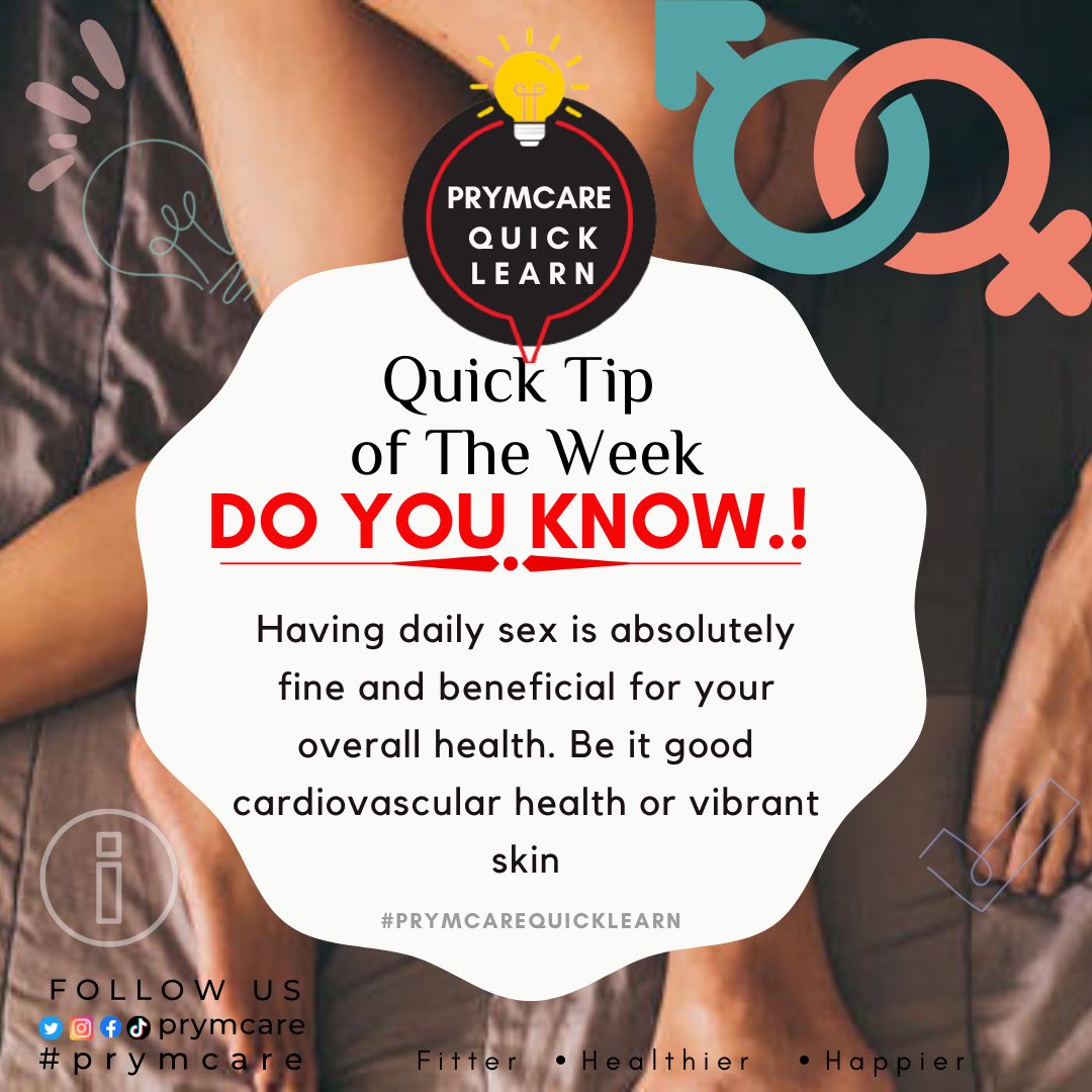 prymcare's tweet photo. Prymcare Quick Learn
What do you know about good sex

Topic: Benefit of Sex

Fitter ⚪️ Healthier ⚪️Happier

#prymcare #prymcaretips #prymcarequicklearn #prymcarehealthtips #healthy #healthyfood #healthylifestyle #healthychoices #HealthyEating #healthyliving #healthylife https://t.co/tffXVDvGtQ