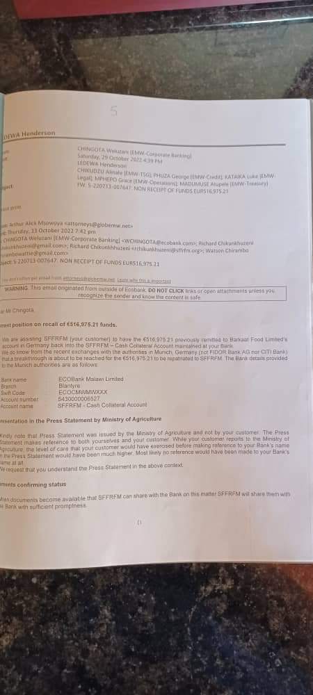 chimo2_m's tweet photo. It has been revealed that there is more rot into Malawi's  Affordable Input Program K30billion corruption scandal. Thieves wired money into different bank accounts across Europe, Asia and US. It is time we involve the international community in dealing with this organized crime. https://t.co/kznCt3BXHp