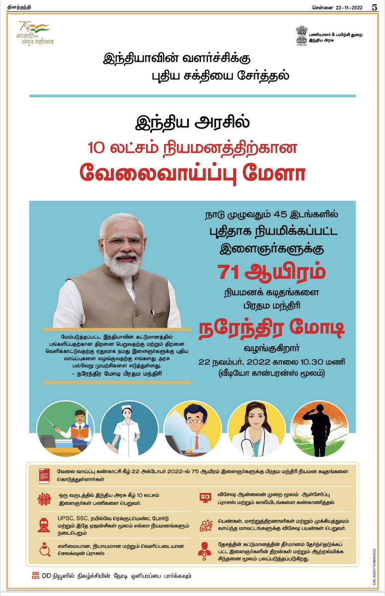 RaArjunamurthy's tweet photo. For the first time in my life, seen a government ad that leads to the hope of the younger generation, congratulations💐 

My heartfelt thanks to our @PMOIndia @narendramodi ji 
@JPNadda @blsanthosh @Murugan_MoS @annamalai_k @BJP4India @BJP4TamilNadu #NewGen https://t.co/p59iBKMR7Z