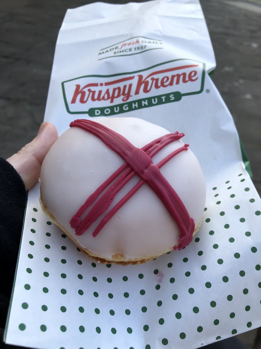 Lovely jammy filled England doughnut from Krispy Kreme #krispykremeuk #england #vegan