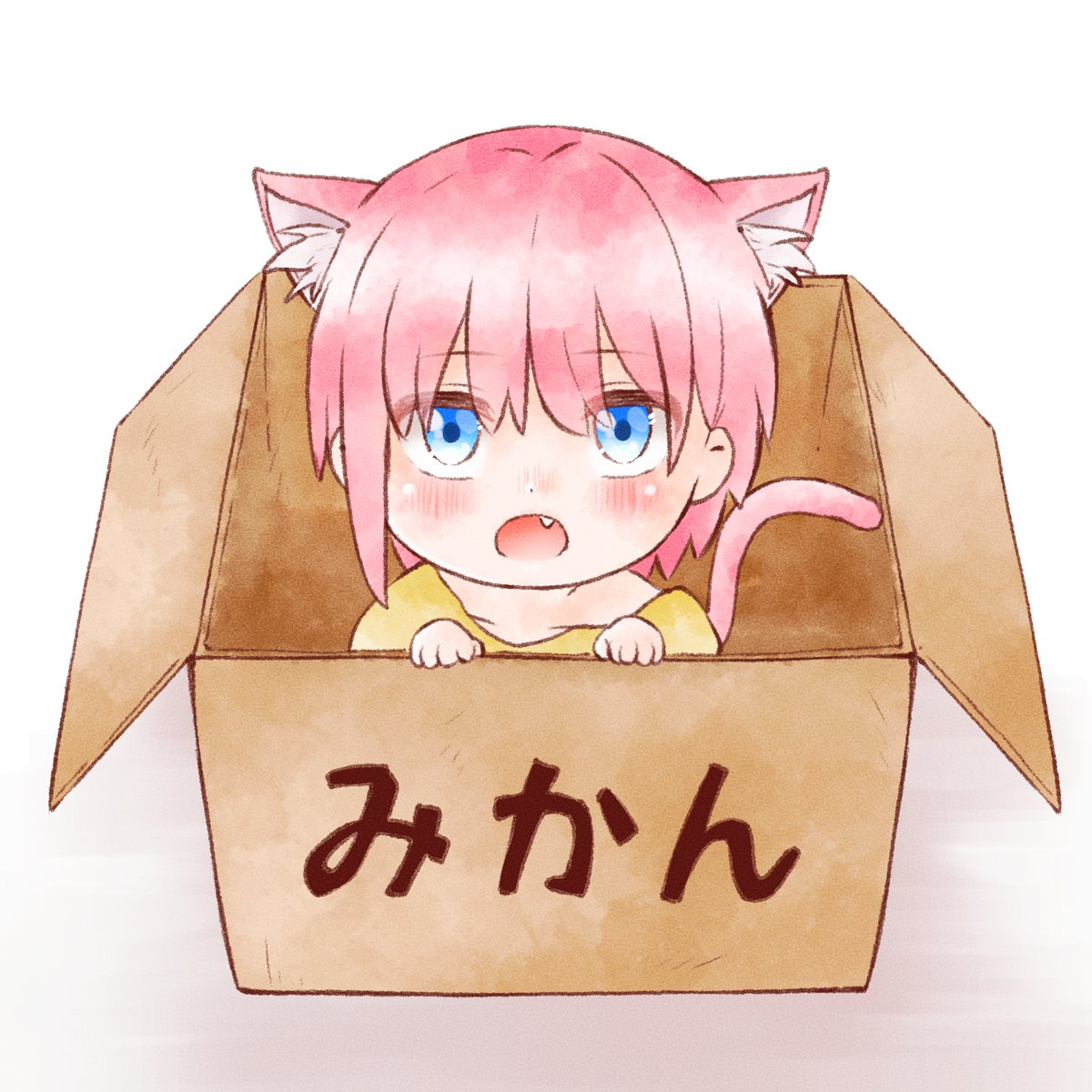 nakano ichika 1girl in box animal ears in container cat ears pink hair blue eyes  illustration images