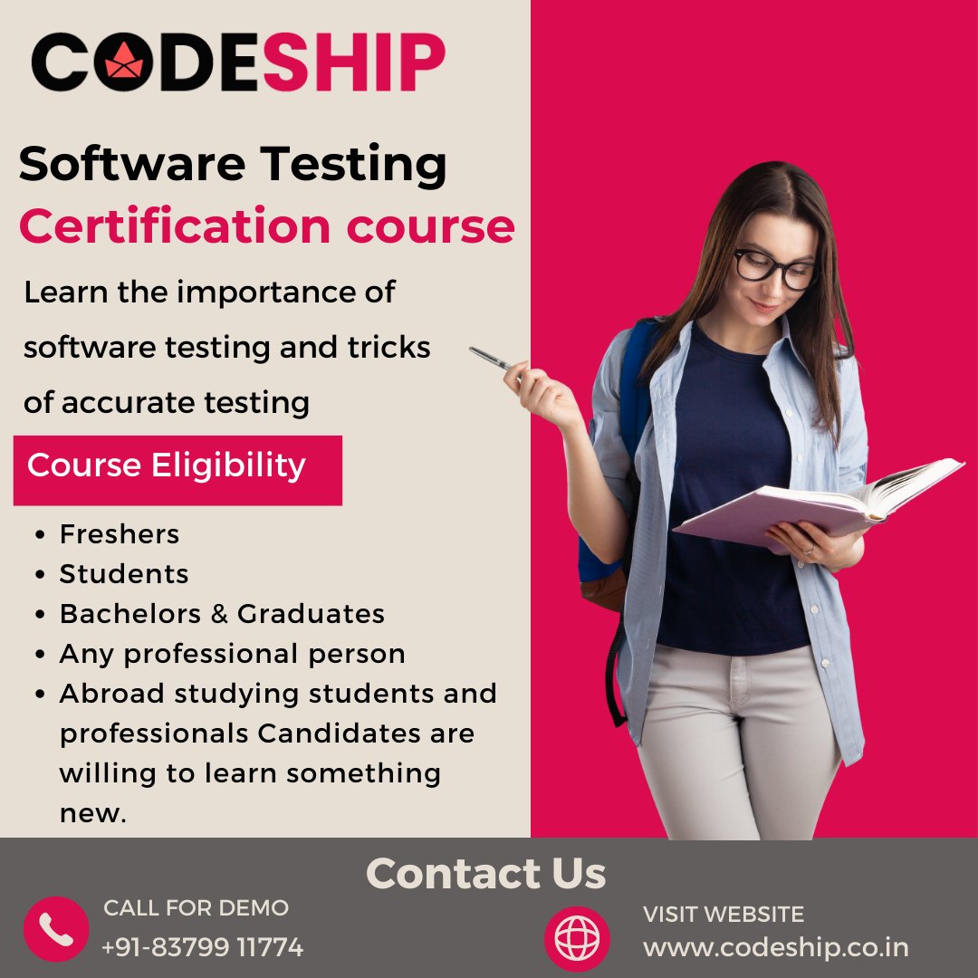 Codeshiptech's tweet photo. Get Quality Software Testing Training at Codeship Technology!!
Visit Website:https://t.co/mUzHR4t7Dz
#softwaretesting #softwaretestingpune
#softwaretestingcourse #softwaretestingtraining
#automationtesting #engineering #training https://t.co/sFRPHjm1kR