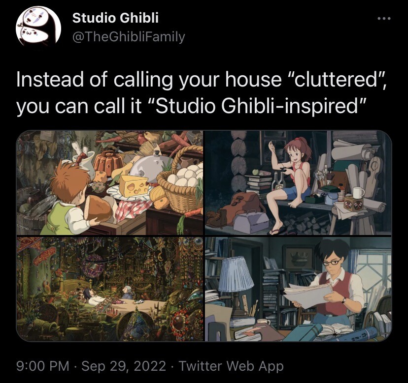 ejarbo's tweet photo. What is the best xmas decor to setup for a tiny “Studio Ghibli-inspired” condo unit? Christmas tree is sadly not an option. #christmas #christmasdecor #tinyhouse https://t.co/c17WrgbUEX