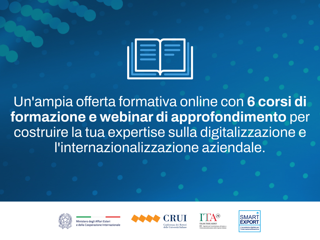 ItalyMFA's tweet photo. Vuoi acquisire gratuitamente le competenze per un export vincente? Accedi online ai corsi di alta formazione #SmartExport per far crescere e consolidare il tuo brand nei mercati esteri!
Scopri di più al link ⬇️ https://t.co/oce16ob3I8 https://t.co/sM1yMcIBSf