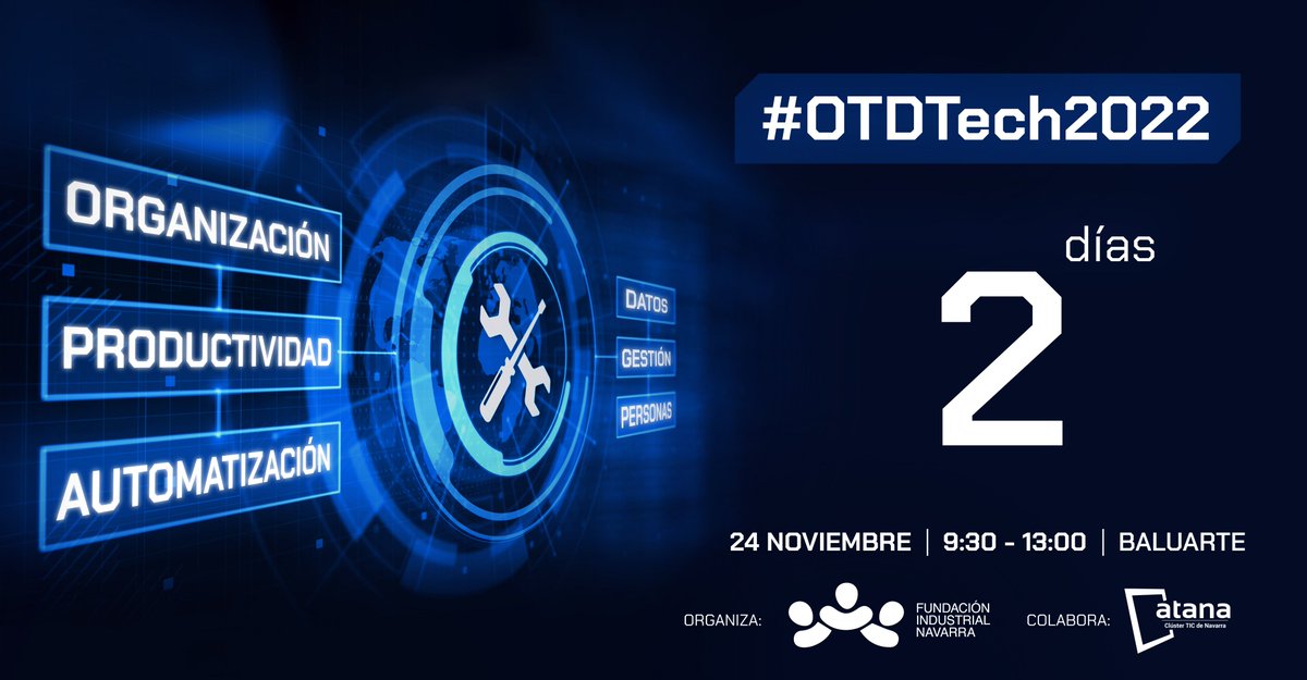 𝟮 𝗱𝗶́𝗮𝘀
𝟰𝟴 𝗵𝗼𝗿𝗮𝘀
𝟮.𝟴𝟴𝟬 𝗺𝗶𝗻𝘂𝘁𝗼𝘀
𝟭𝟳𝟮.𝟴𝟬𝟬 𝘀𝗲𝗴𝘂𝗻𝗱𝗼𝘀

#OTDTech2022 

𝘈𝘱𝘦𝘳𝘵𝘶𝘳𝘢 𝘱𝘶𝘦𝘳𝘵𝘢𝘴 <a href="/baluarte/">Baluarte</a>: 9h00

Información e inscripciones: bit.ly/3fOEKOC