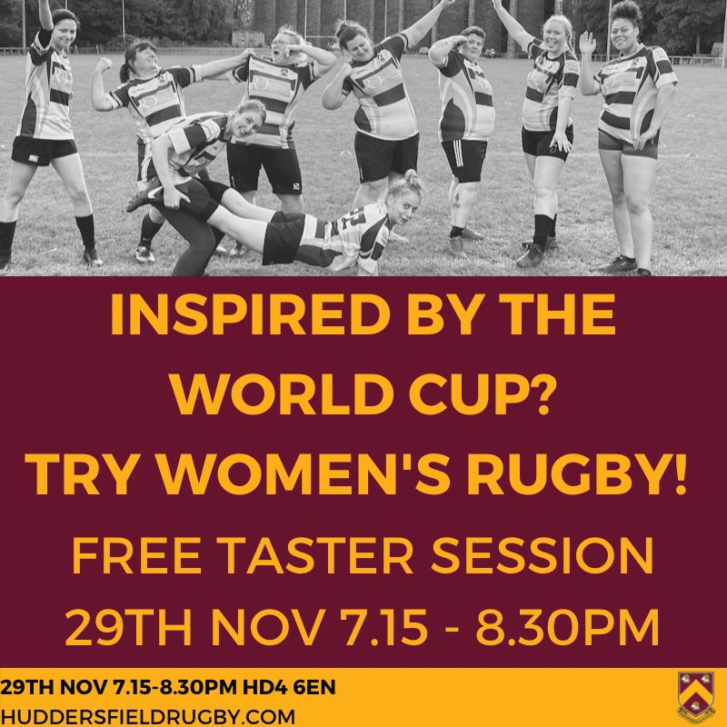 HuddWRUFC's tweet image. Message us to book your place at our free womens rugby taster session next week!
