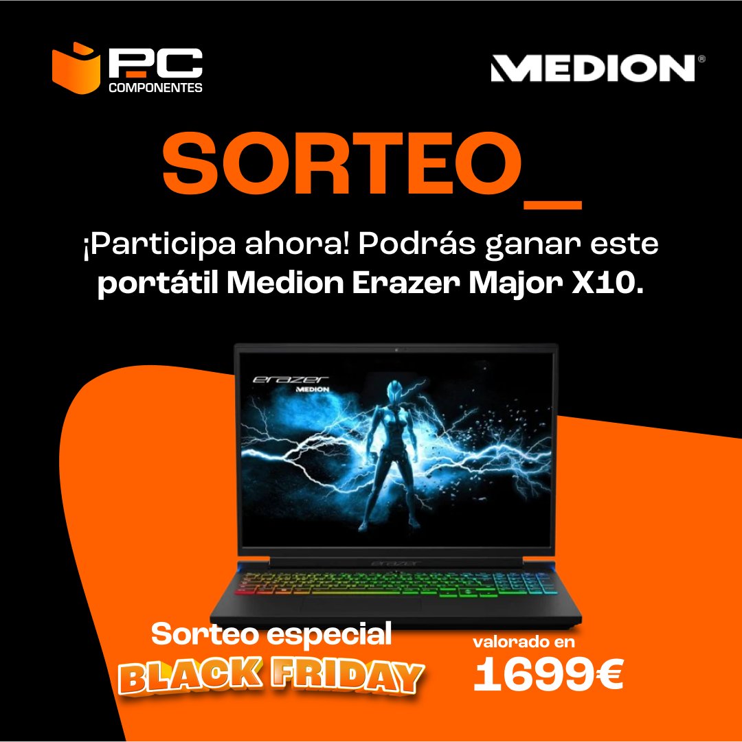 pccomponentes's tweet photo. 🔥¡SORTEAZO BRUTAL!🔥

⚫️ ¡Celebramos nuestro Black Friday sorteando este Medion Erazer Major X10 valorado en 1699€!

◼️ RT🔃
◼️ Sigue a @pccomponentes y @MEDIONIberia
◼️ Comenta con #PcComponentesDeBlackFriday diciendo para qué lo quieres

🚨¡Cuánto más comentes, más opciones! https://t.co/EX15gBHIE9