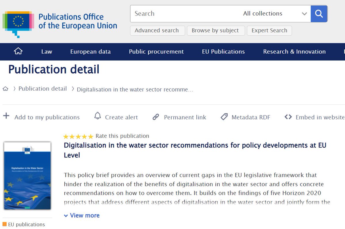 We are proud to announce that the joint policy brief 'Digitalisation in the water sector - recommendations for policy developments at EU Level' has been published by the @EULawDataPubs !

Check it out: buff.ly/3gy3DhQ