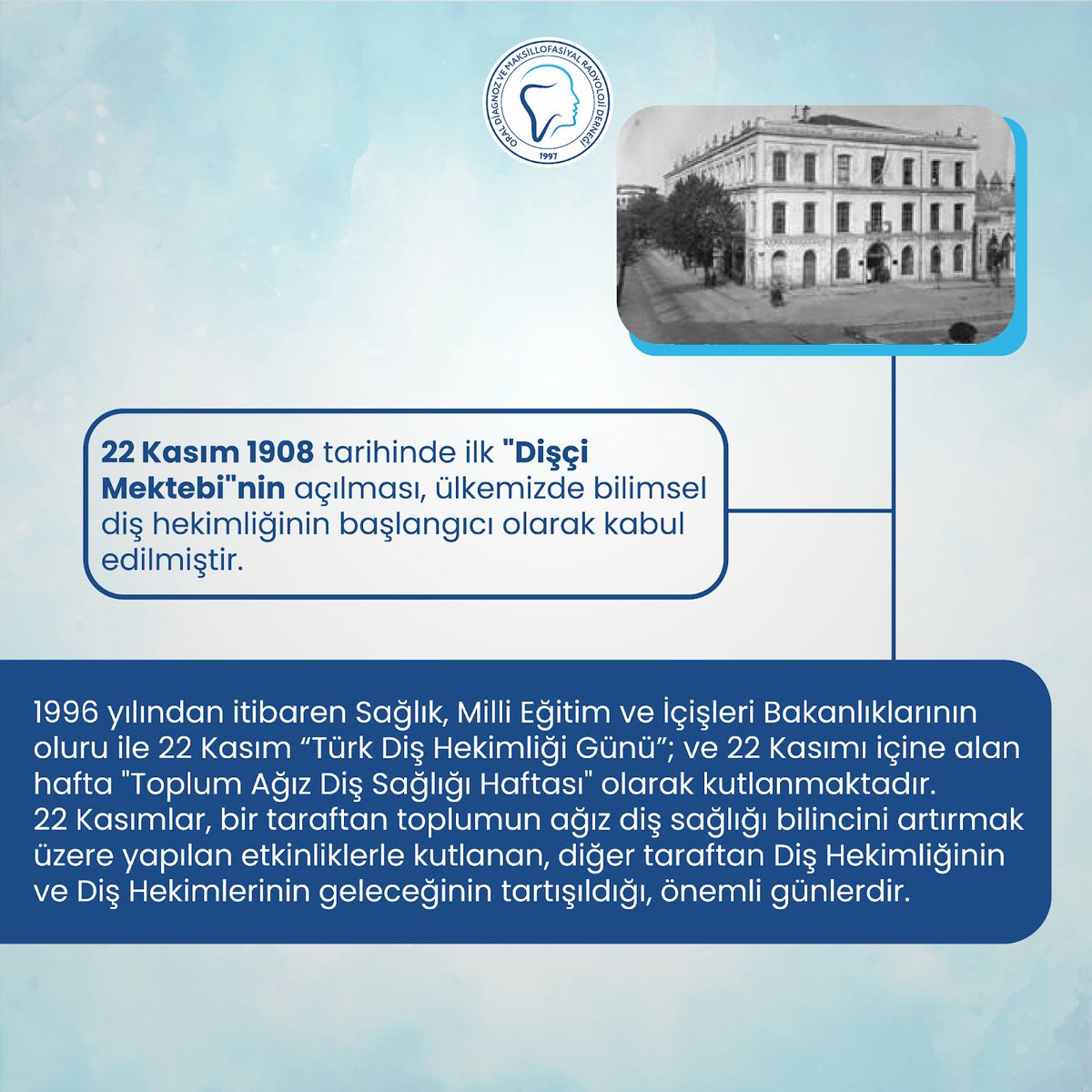 odmfr_der's tweet photo. Tüm meslektaşlarımızın 22 Kasım Diş Hekimliği Günü kutlu olsun!
#odmfr #dişhekimliği #dişsağlığı #tomografi #bilgisayarlıtomografi #oralradyoloji #maksillofasiyalradyoloji #dentalradyoloji #başboyunradyolojisi #oraldiagnoz #dentistry #dişhekimi #dişhekimliğigünü https://t.co/NvrUvncrXg