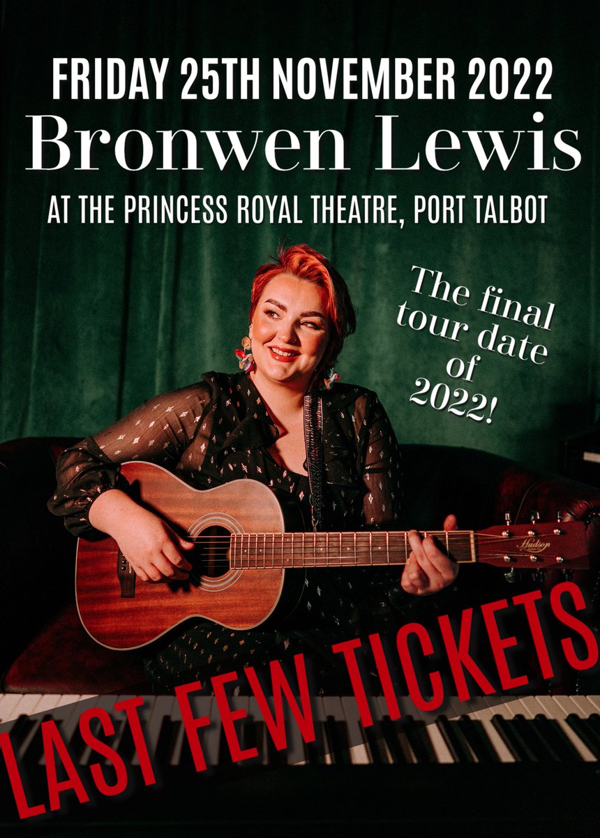 BronwenLewis_'s tweet photo. MY FINAL 2022 TOUR DATE IS THIS FRIDAY! 😮
And we have only a very small amount of tickets left. 
I’d really love to go out with a bang &amp; sell out this beautiful theatre.

Tickets 🎫 here : https://t.co/b4H2oSeVqg

Can’t wait to see you all! 
Diolch for the most amazing year ❤️😭 https://t.co/sQPgK3DCKF