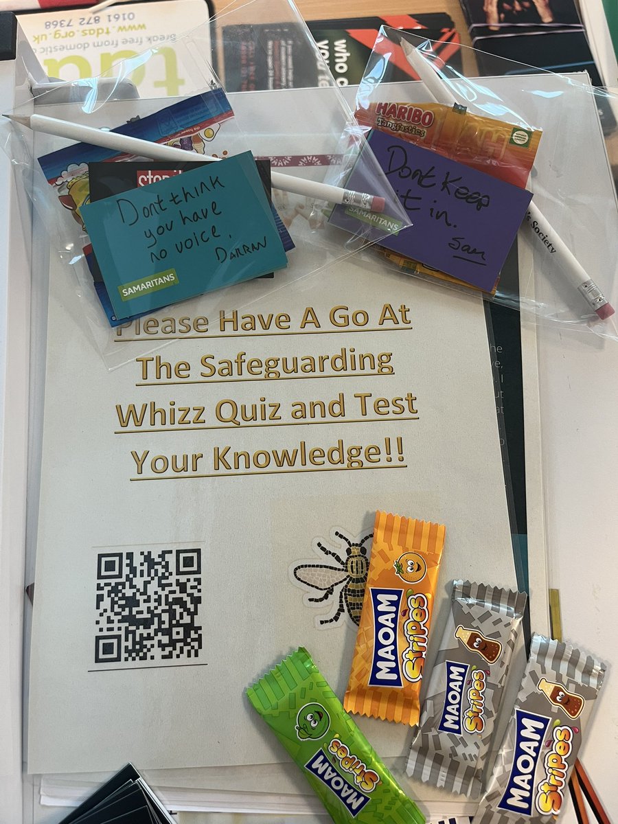 The team are out and about today visiting wards at <a href="/WythenshaweHosp/">Wythenshawe Hospital</a> and giving out treats in exchange for staff engagement and participation with our Safeguarding whizz quiz and staff support survey so staff can help us to help them @SafeguardingT <a href="/NicBDixon/">Nicola Brookes</a> <a href="/ChloePowellSGA/">ChloePowell</a>