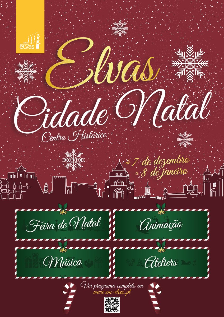 Elvas Cidade Natal🎄
👉 7 de dezembro/ 8 de janeiro
Nesta quadra festiva venha a Elvas! Temos uma variedade de propostas para si!🎡🎠🎅
👉 Programa completo em breve🎁
#MunicipiodeElvas