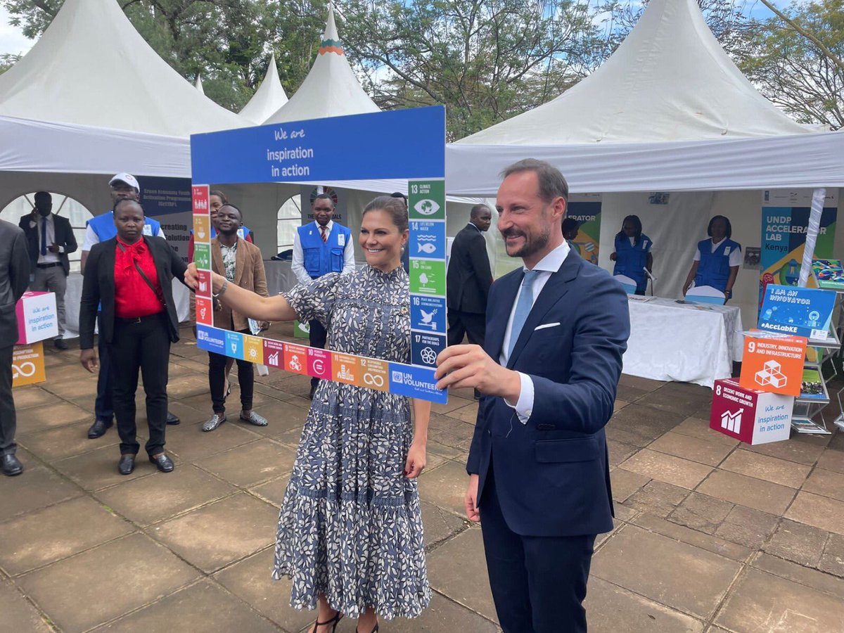HenrikLarsenUN's tweet photo. #UNDPGoodwillAmbassador HE Crown Prince Haakon of Norway & #SDGAdvocate Emerit Crown Princess Victoria of Sweden just arrived in Kenya to meet w @UN staff, gov. partners & participants from our projects. Thx for committing to champion the #SDGs, fighting poverty & #ClimateChange! https://t.co/s63VJuOS5T