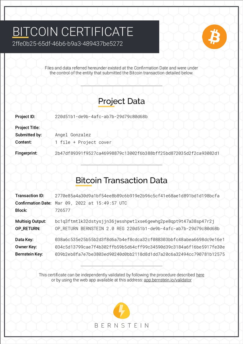 En Ideagoras certificamos la propiedad intelectual de nuestros proyectos encriptando las ideas en la red de bloques Bitcoin a través de <a href="/Bernstein_io/">Bernstein.io</a>