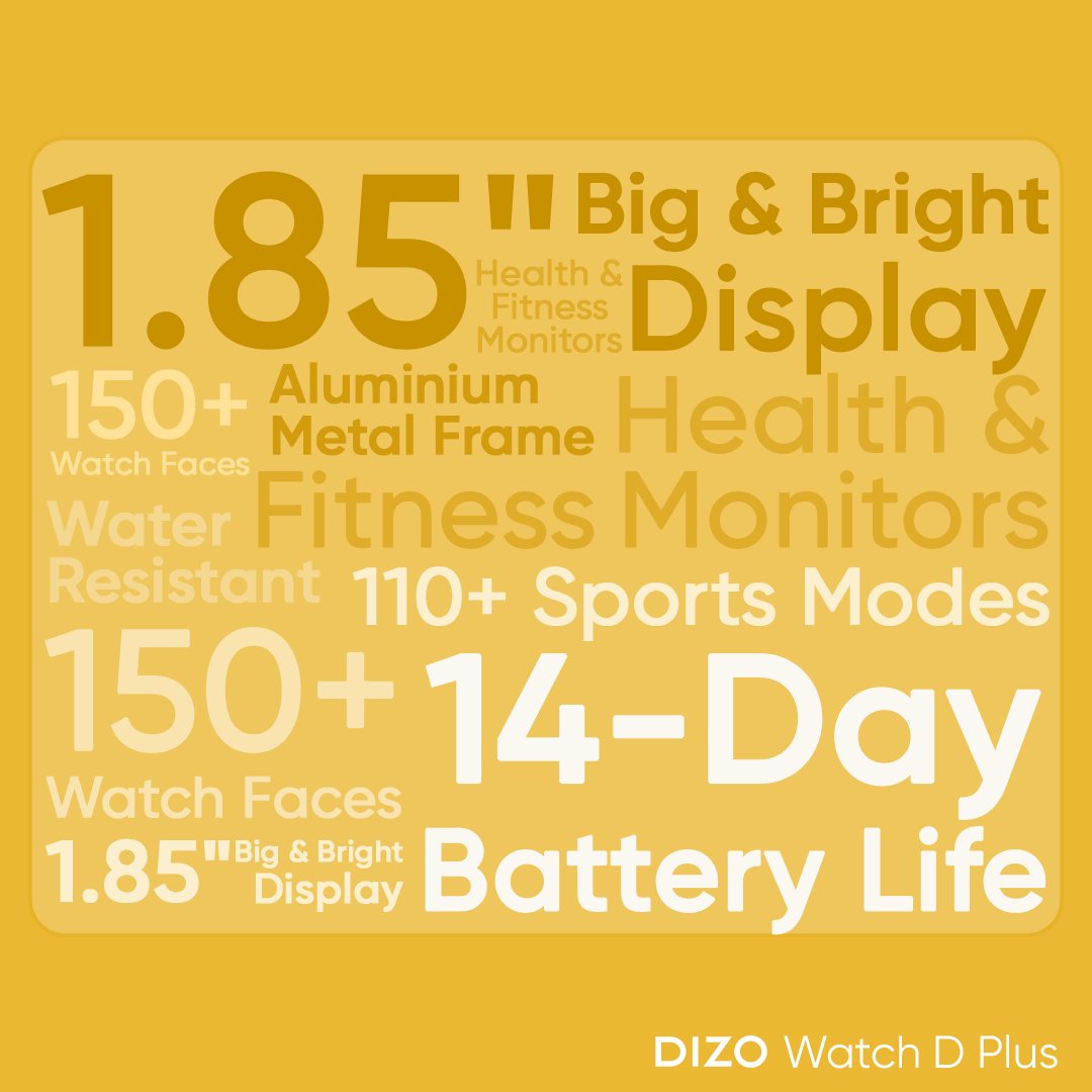 DIZOTech's tweet photo. We’re excited to know your top two favourite features of #DIZOWatchDPlus!
Let us know in the comments below📝
Grab it now!
⌚ At just ₹1,999/-
🛒 https://t.co/G7XVuxAoTv
#PlusDisplayPlusStyle #DIZO #BeDifferent https://t.co/E24tjJDPi4