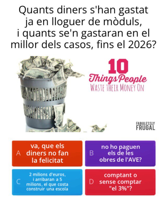 AF30Passos's tweet photo. 👷🏼‍♀️👷🏽‍♂️ Saps si el Departament d'
@educaciocat de la #Generalitat serà capaç de construïr algun dia l'edifici de l'Institut Escola públic? 
#Juga el #joc #Kahoot #IEels30passos 🚧
https://t.co/dNBgEB7yUF
#VolemEdificiIE30passos
#NoSomSardines https://t.co/OA0ujVeQQa
